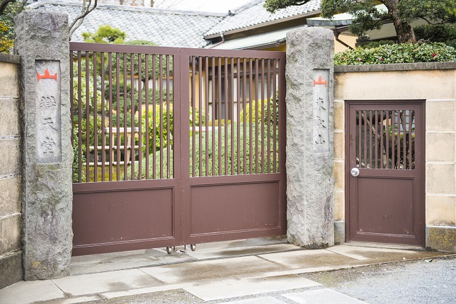 antique iron gates of Japanese house, door